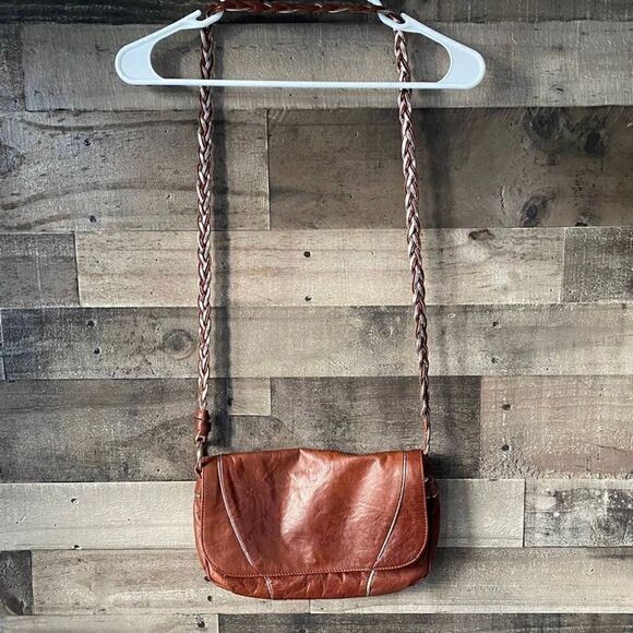 Elliot Lucca Brown Genuine Leather Purse, Brown Braided Strap - Picture 4 of 12